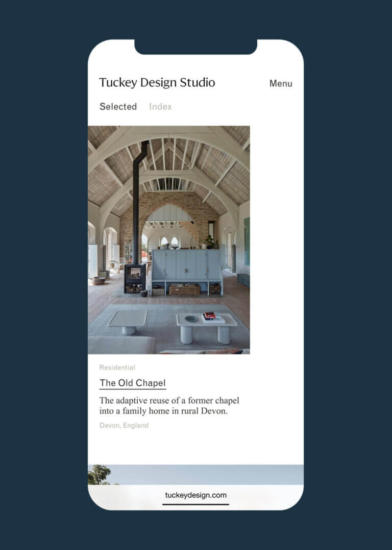 Tuckey Design Studio website mobile design